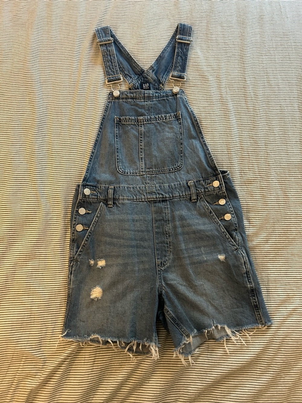 GAP Denim Short Overalls in Medium Blue Wash
